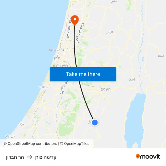 הר חברון to קדימה-צורן map