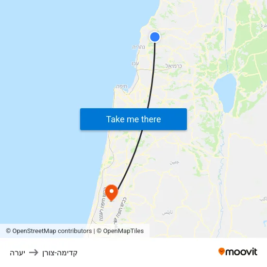 יערה to קדימה-צורן map