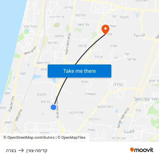 בצרה to קדימה-צורן map