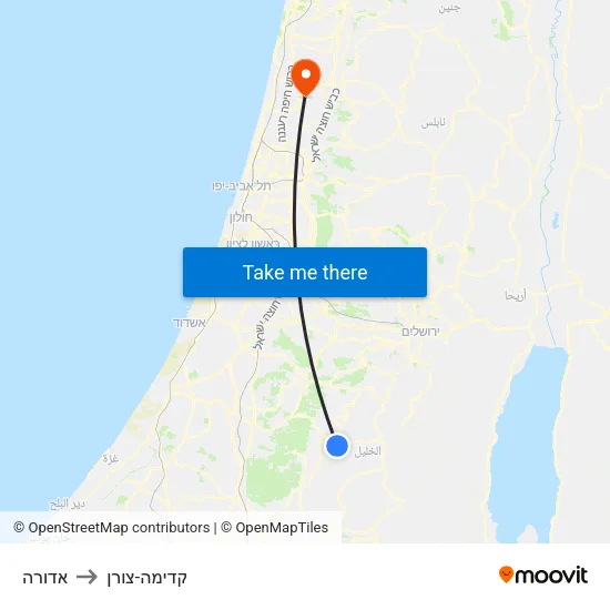 אדורה to קדימה-צורן map
