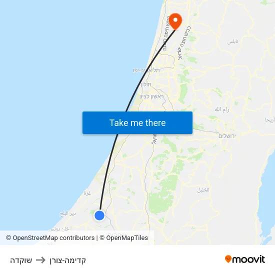 שוקדה to קדימה-צורן map
