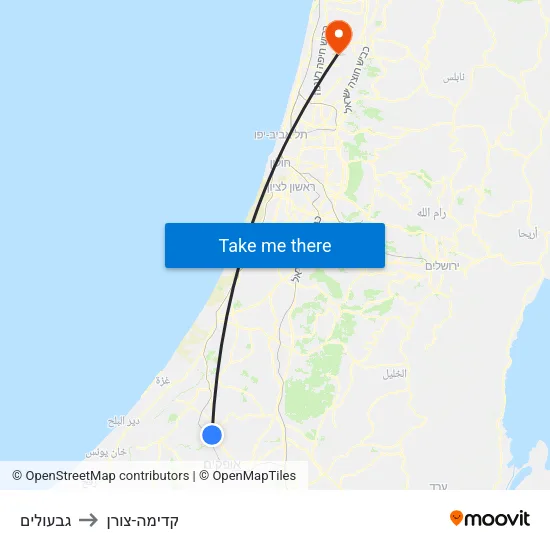 גבעולים to קדימה-צורן map