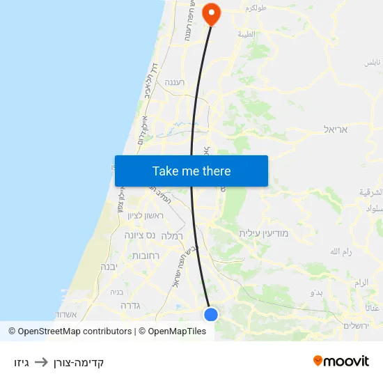 גיזו to קדימה-צורן map