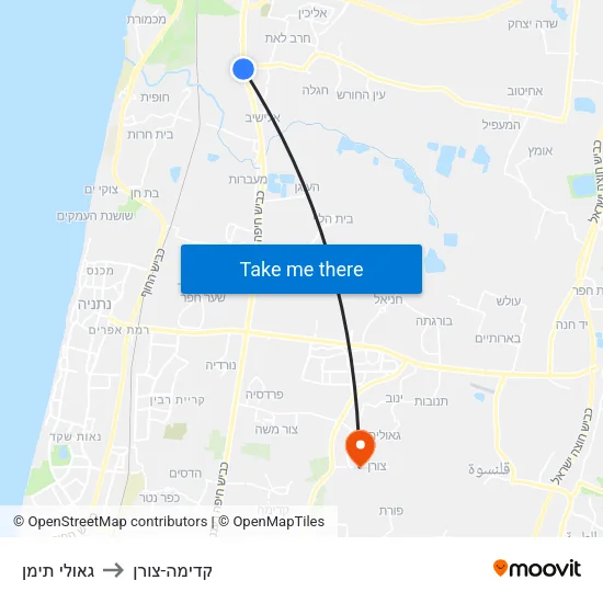 גאולי תימן to קדימה-צורן map