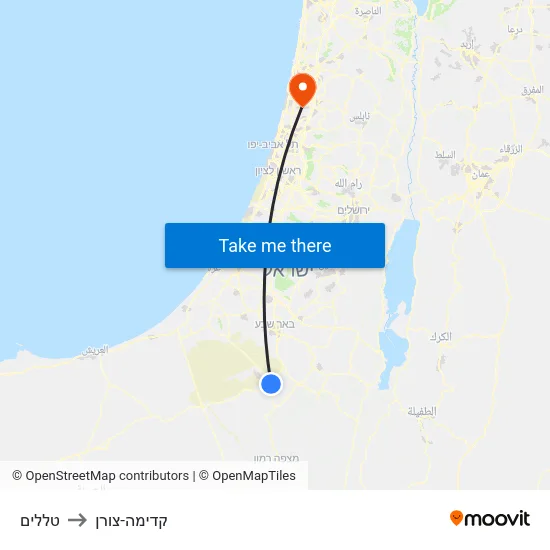 טללים to קדימה-צורן map