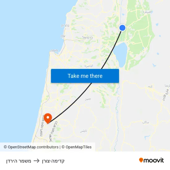 משמר הירדן to קדימה-צורן map