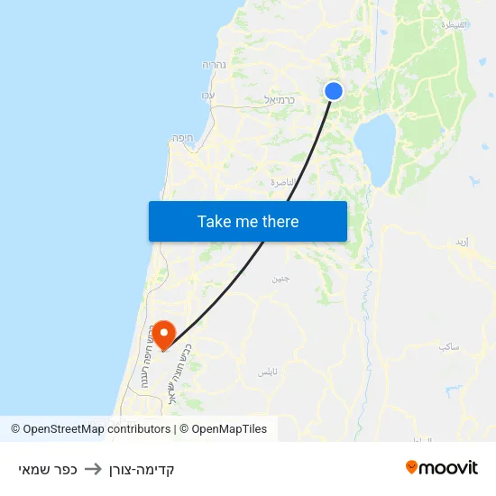 כפר שמאי to קדימה-צורן map