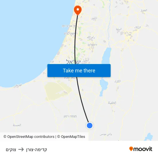 צוקים to קדימה-צורן map