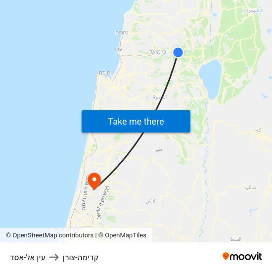 עין אל-אסד to קדימה-צורן map