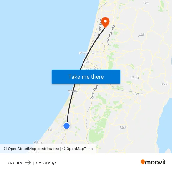 אור הנר to קדימה-צורן map