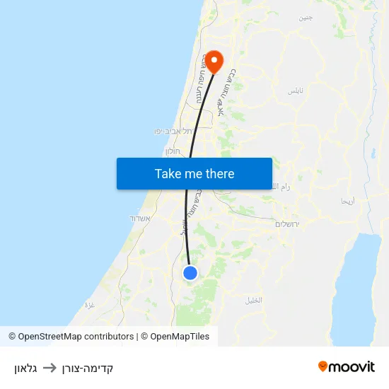 גלאון to קדימה-צורן map