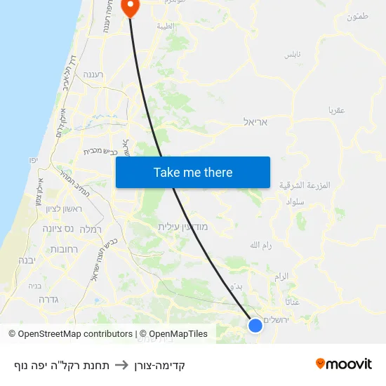 תחנת רקל''ה יפה נוף to קדימה-צורן map