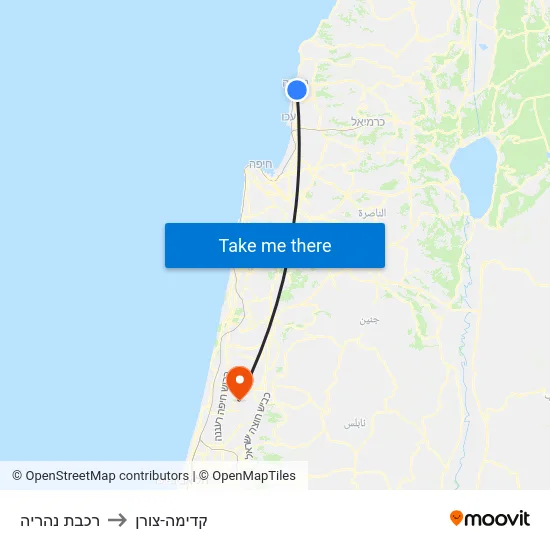 רכבת נהריה to קדימה-צורן map
