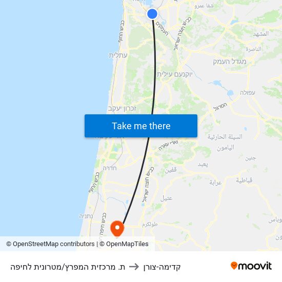 ת. מרכזית המפרץ/מטרונית לחיפה to קדימה-צורן map