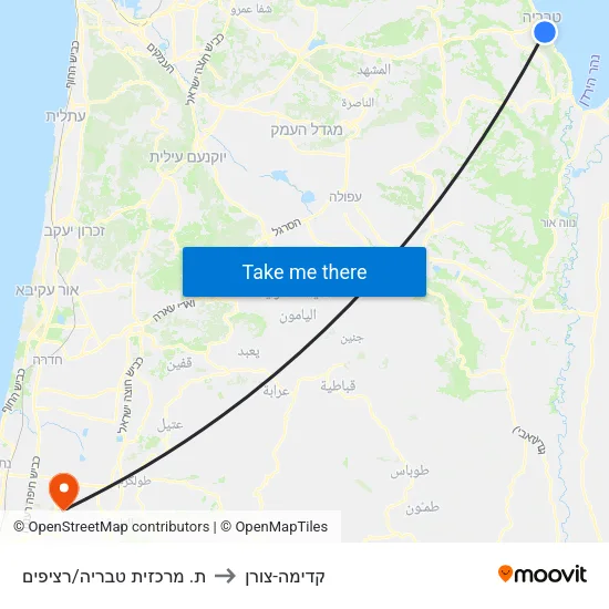 ת. מרכזית טבריה/רציפים to קדימה-צורן map