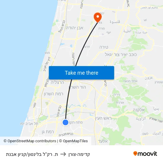 ת. רק''ל בלינסון/קניון אבנת to קדימה-צורן map