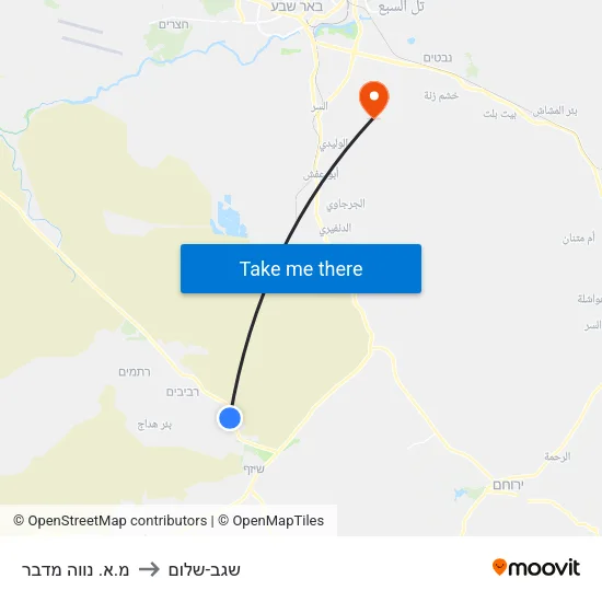 מ.א. נווה מדבר to שגב-שלום map