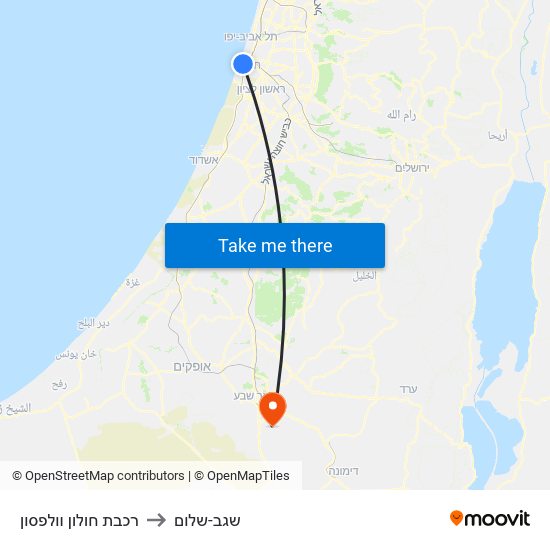 רכבת חולון וולפסון to שגב-שלום map