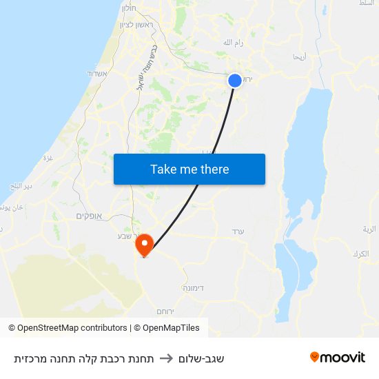 תחנת רכבת קלה תחנה מרכזית to שגב-שלום map