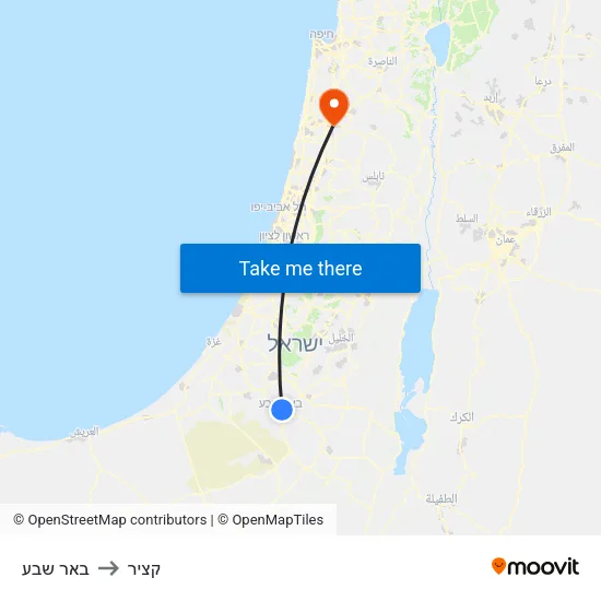 באר שבע to קציר map