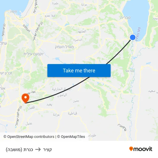 כנרת (מושבה) to קציר map