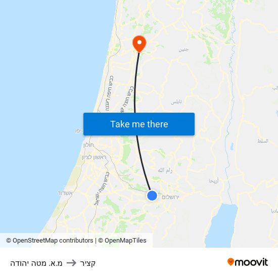 מ.א. מטה יהודה to קציר map