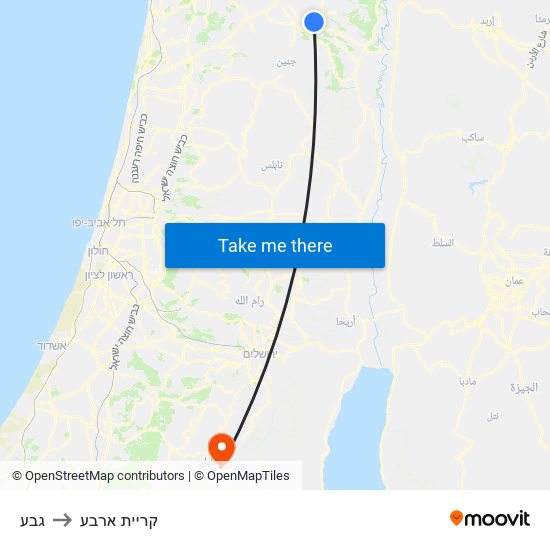 גבע to קריית ארבע map