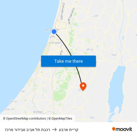 רכבת תל אביב סבידור מרכז to קריית ארבע map