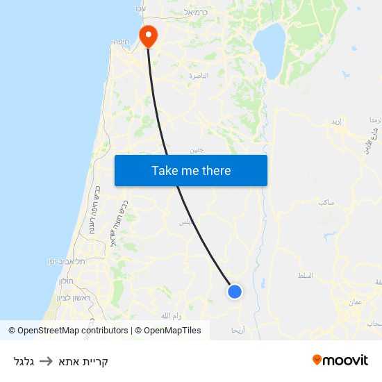 גלגל to קריית אתא map