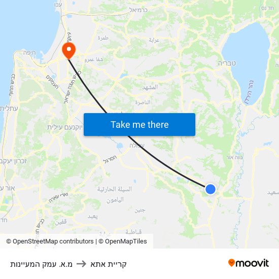 מ.א. עמק המעיינות to קריית אתא map