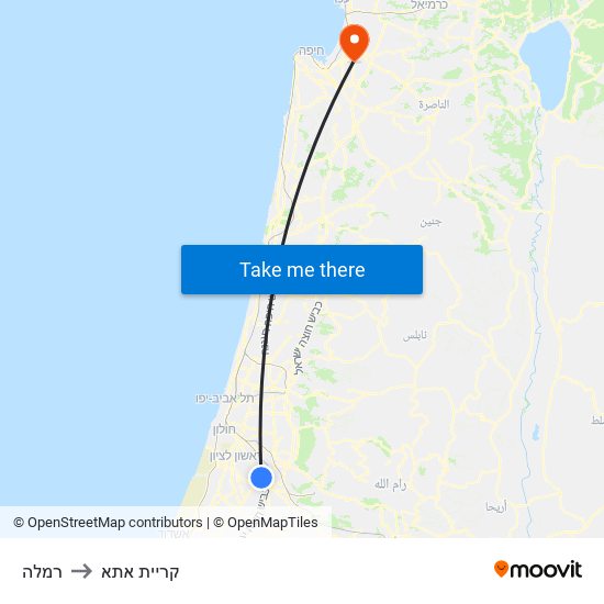 רמלה to קריית אתא map