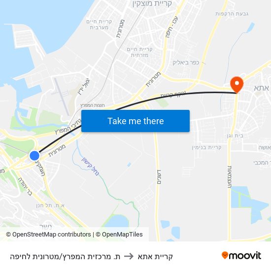 ת. מרכזית המפרץ/מטרונית לחיפה to קריית אתא map