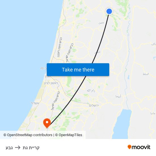 גבע to קריית גת map