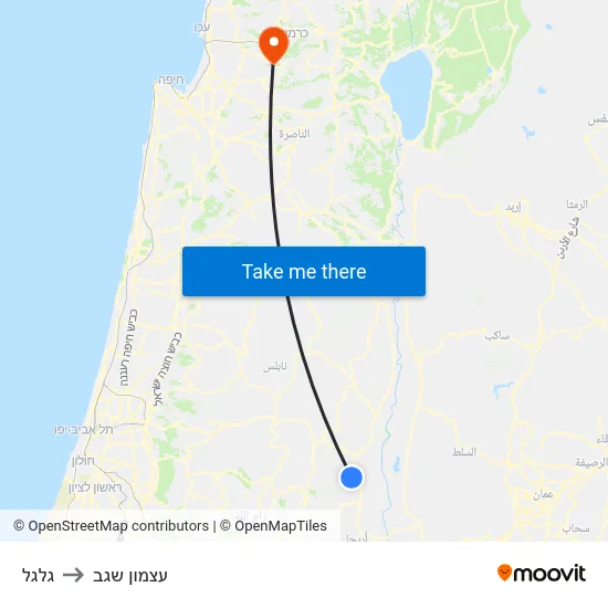 גלגל to עצמון שגב map