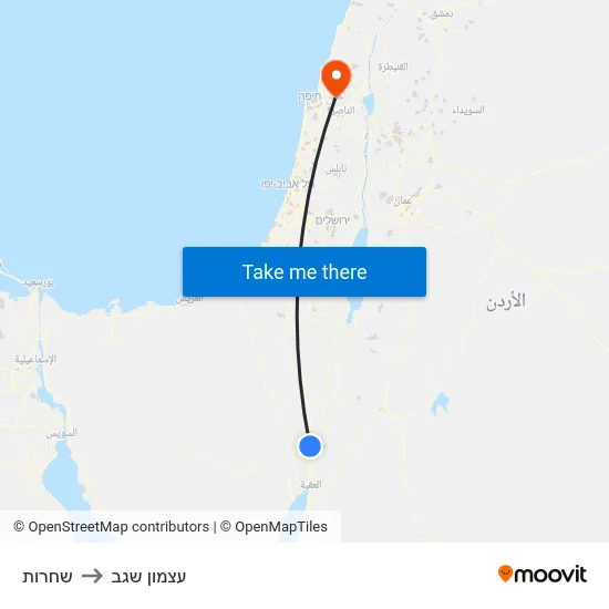 שחרות to עצמון שגב map