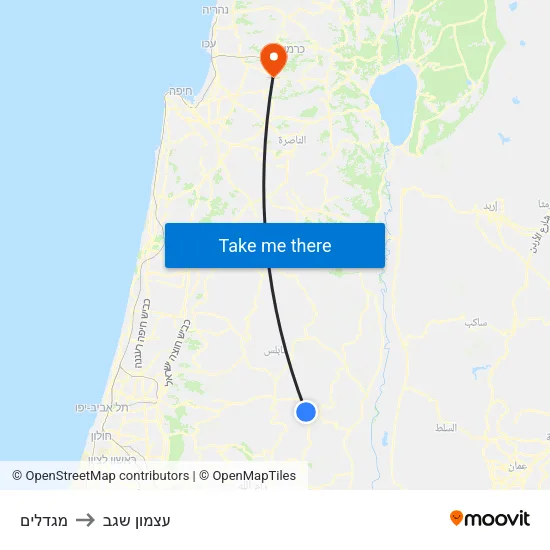 מגדלים to עצמון שגב map