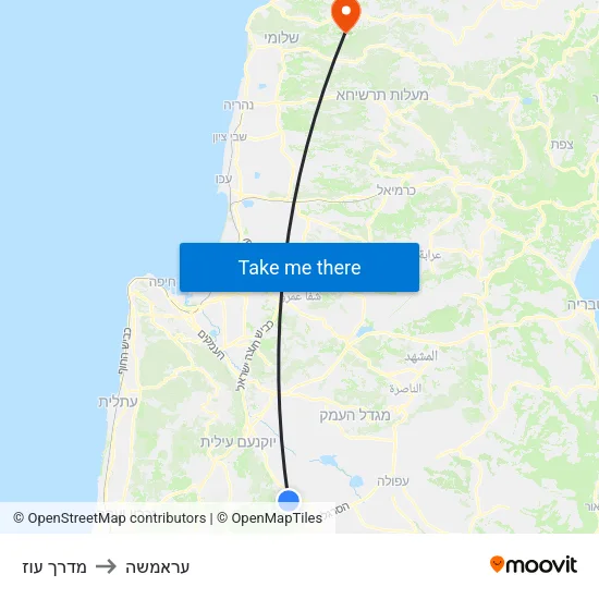 מדרך עוז to עראמשה map