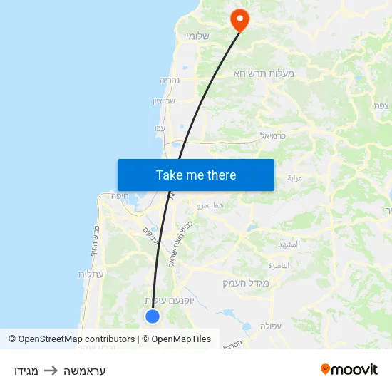 מגידו to עראמשה map