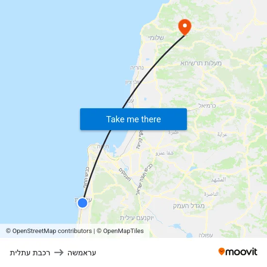 רכבת עתלית to עראמשה map