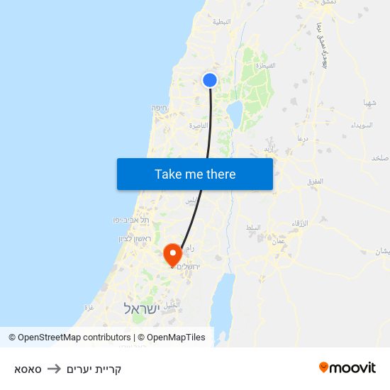 סאסא to קריית יערים map