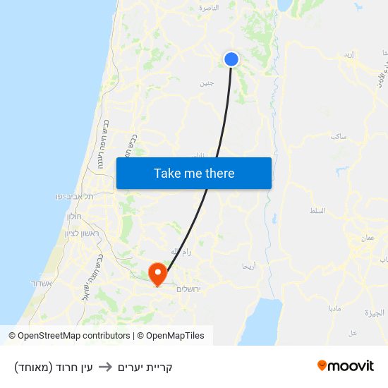 עין חרוד (מאוחד) to קריית יערים map