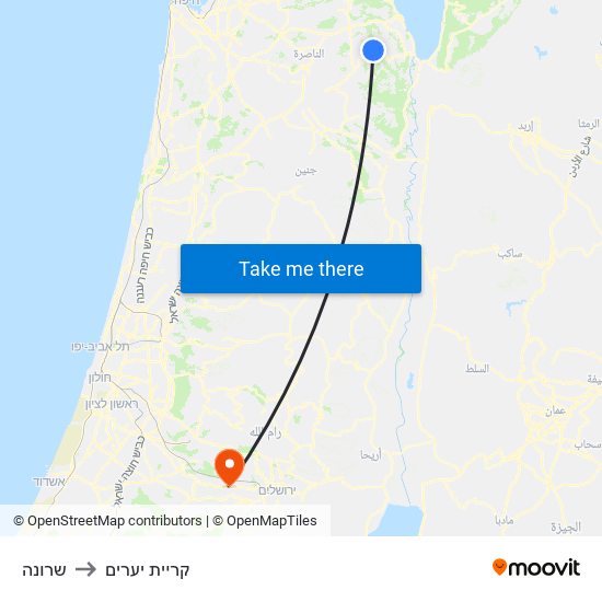 שרונה to קריית יערים map