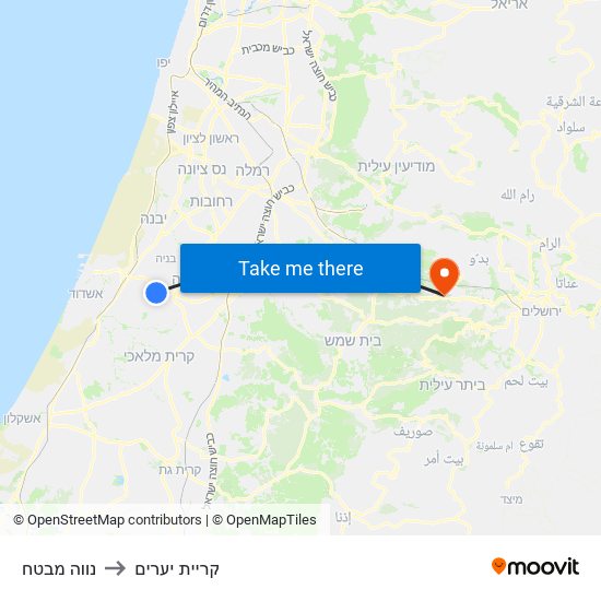 נווה מבטח to קריית יערים map