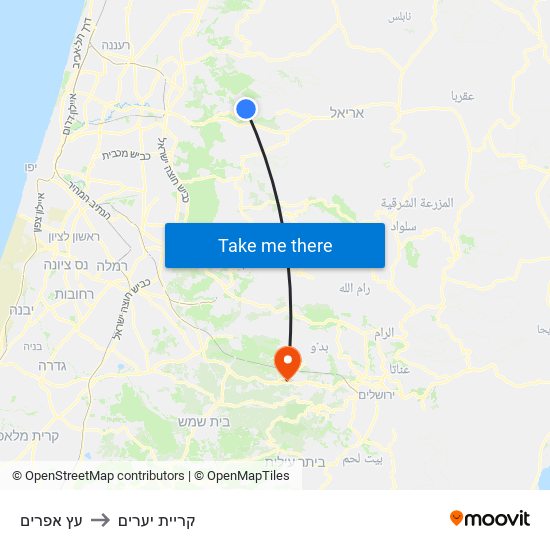 עץ אפרים to קריית יערים map