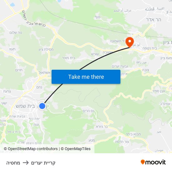 מחסיה to קריית יערים map