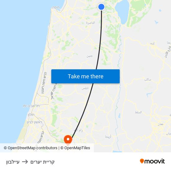 עיילבון to קריית יערים map