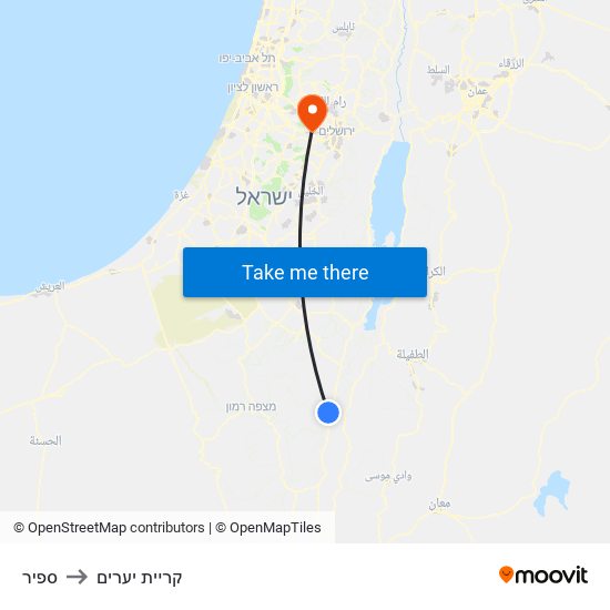 ספיר to קריית יערים map