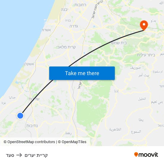 סעד to קריית יערים map