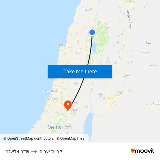 שדה אליעזר to קריית יערים map