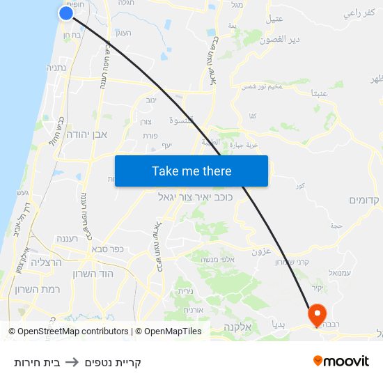 בית חירות to קריית נטפים map